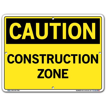 Vestil Aluminum Composite Sign, 9-1/2" Height, 12-1/2" Width, Aluminum Composite, Rectangle, English SI-C-64-B-AC-130